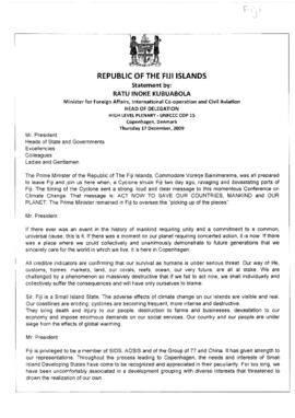 High Level Segment Statement COP15 Fiji 20091216