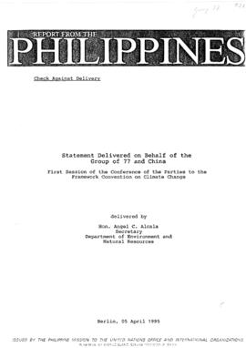 High Level Segment Statement COP1 Philippines on behalf of Group of 77 and China 19950405