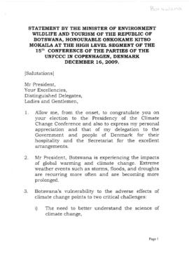 High Level Segment Statement COP15 Botswana 20091216