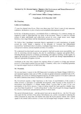 High Level Segment Statement COP15 Azerbaijan 20091217