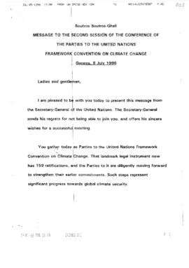 Statement Opening of COP2 UN Secretary-General 19960708