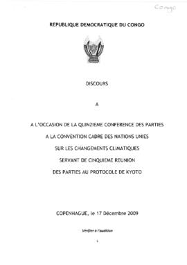 High Level Segment Statement COP15 Democratic Republic of the Congo 20091217