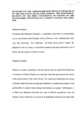 High Level Segment Statement COP1 Malaysia 19950405