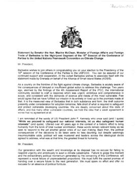 High Level Segment Statement COP15 Barbados 20091217