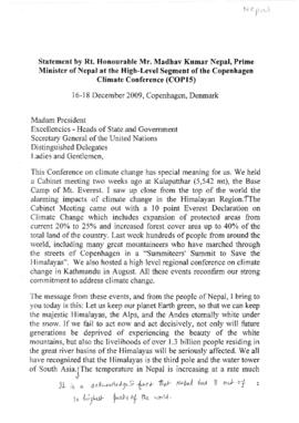 High Level Segment Statement COP15 Nepal 20091216