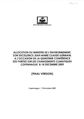 High Level Segment Statement COP15 Haiti 20091217