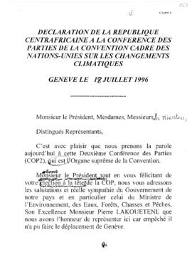 High Level Segment Statement  COP2 Central African Republic 19960718
