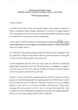 Statement Opening of COP15 Switzerland on behalf of EIG 20091207