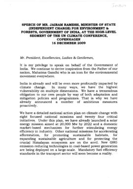 High Level Segment Statement COP15 India 20091216