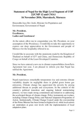 High Level Segment Statement COP22 Nepal 20161116