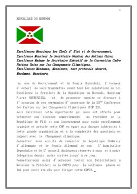 High Level Segment Statement COP23 Burundi 20171116