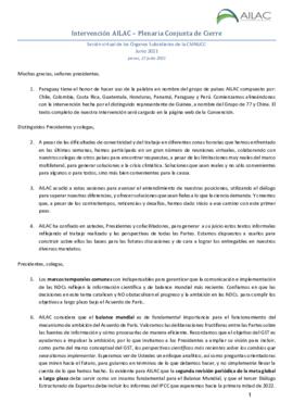 Statement Closing of SB2021 Paraguay on behalf of AILAC Spanish 20210617