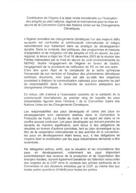 Ministerial Round Table Statement COP9 Algeria 20031211