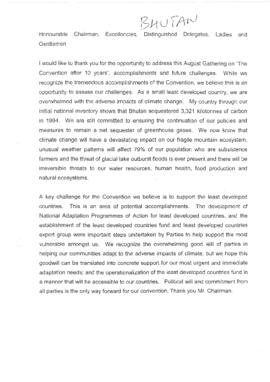High Level Segment Panel Statements(s) COP10 Bhutan 20041215
