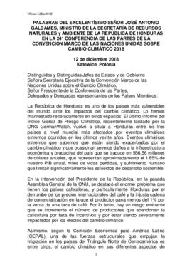 High Level Segment Statement COP24 Honduras 20181212