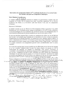 High Level Segment Panel Statements(s) COP10 Haiti 20041216