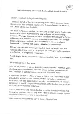 High Level Segment Statement COP17 Australia on behalf of Umbrella Group 20111206
