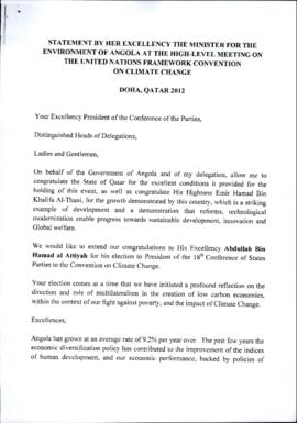 High Level Segment Statement COP18 Angola 20121205