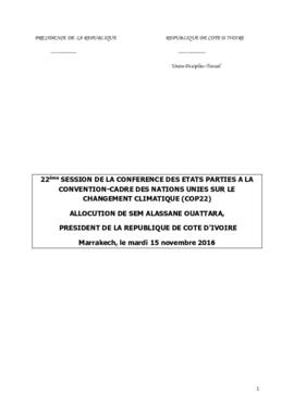 High Level Segment Statement COP22 Côte d'Ivoire 20161115