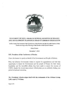High Level Segment Statement COP21 Liberia 20151207
