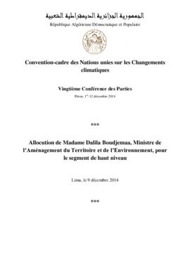 High Level Segment Statement COP20 Algeria 20141209