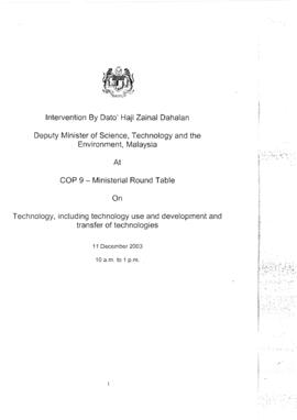 Ministerial Round Table Statement COP9 Malaysia 20031211