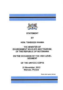 High Level Segment Statement COP19 Botswana 20131121