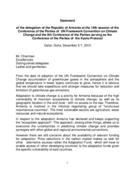 High Level Segment Statement COP18 Armenia 20121204