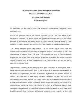 High Level Segment Statement COP20 Afghanistan 20141209