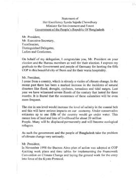 High Level Segment Statement COP5 Bangladesh 19991102