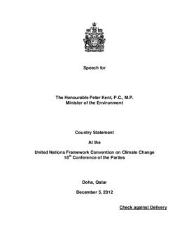 High Level Segment Statement COP18 Canada 20121205