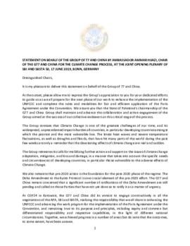 Statement Opening of SB50 State of Palestine on behalf of G77 and China 20190617