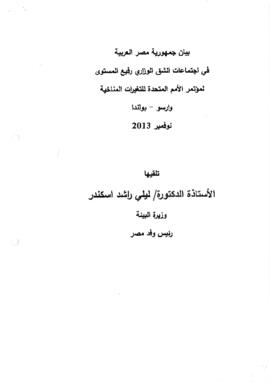 High Level Segment Statement COP19 Egypt 20131120