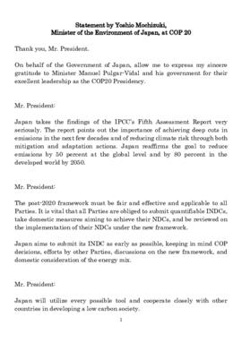High Level Segment Statement COP20 Japan 20141209