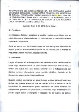 High Level Segment Statement COP18 Cuba 20121206