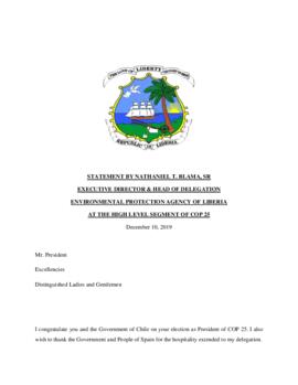 High Level Segment Statement COP25 Liberia 20191210