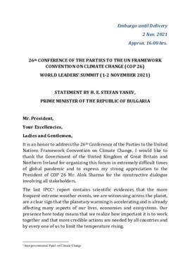 High Level Segment Statement COP26 Bulgaria 20211102