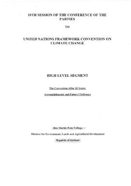 High Level Segment Panel Statements(s) COP10 Kiribati 20041215