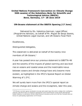 Statement Opening of SB50 UN-Oceans 20190617