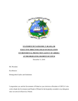 High Level Segment Statement COP24 Liberia 20181212