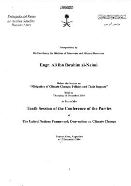 High Level Segment Panel Statements(s) COP10 Saudi Arabia 20041216