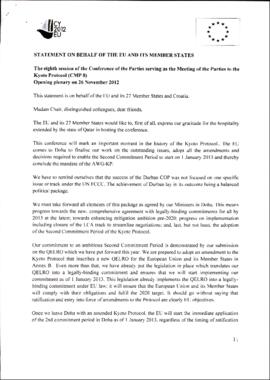 Statement Opening of COP18 Cyprus on behalf of European Union 20121126