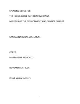 High Level Segment Statement COP22 Canada 20161116