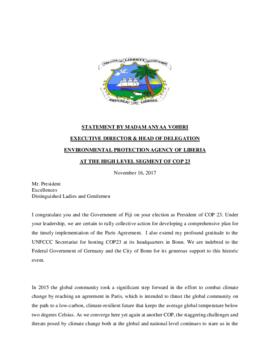 High Level Segment Statement COP23 Liberia 20171116