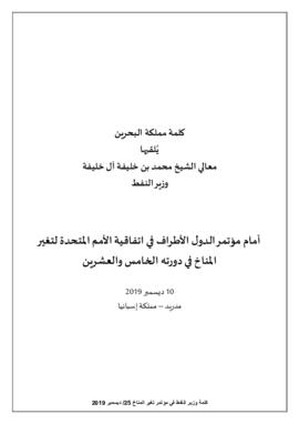 High Level Segment Statement COP25 Bahrain 20191210