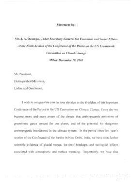 High Level Segment Statement COP9 UN DESA Under-Secretary-General 20031210