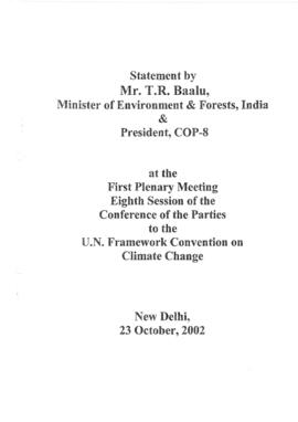 Statement Opening of COP8 President 20021023