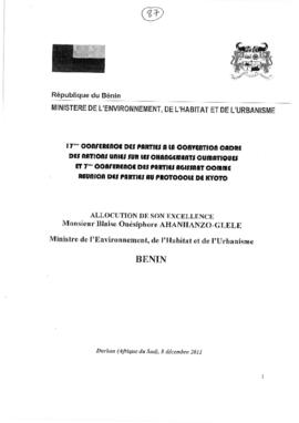 High Level Segment Statement COP17 Benin 20111208