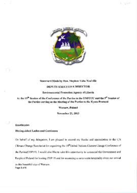 High Level Segment Statement COP19 Liberia 20131121