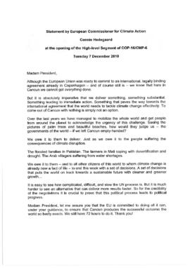 High Level Segment Statement COP16 European Union 20101209